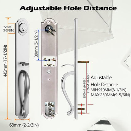 NEWBANG Keyed Entry Door Handleset Brushed Nickel Finish,(Keyed Handleset),MDHST2018SN