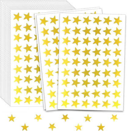 1080 Gold Star Stickers - Foil Star Stickers for Youngsters, DIY & Office Decoration, Student Planner & Classroom Teacher Supplies