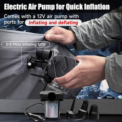 Car Air Mattress, Inflatable SUV Truck Air Mattress Back Seat Camping Bed Thickened Car Sleeping Pad for Travel, Car Bed SUV Mattress with Air Pump 2 Pillows