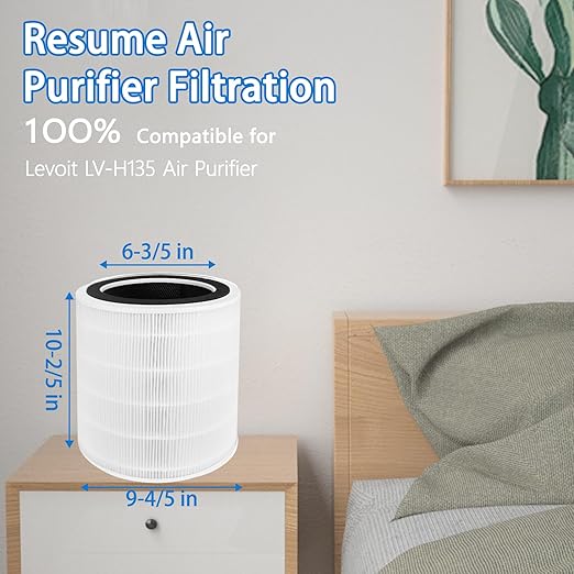 LV-H135 Replacement Filter Compatible for Levoit Models, 3-in-1 Pre, H13 Activated Carbon Filtration System By Improvedhand