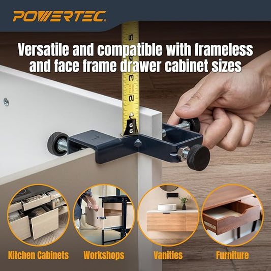 POWERTEC Drawer Front Installation Clamps, Cabinet Installation Clamps, Adjustable Drawer Fixing Clamp, Drawer Face Mounting Clamps, Easy and Fast Cabinet Assembly Clamps for Woodworking 2PC - 71181