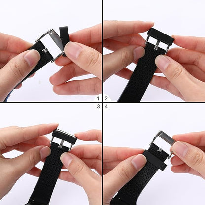 22mm Silicone Watch Band Loop, 6 Pack Universal Smart Watch Strap Fastener Rings Black Rubber Smartwatch Band Keeper Loop Replacement Parts Wristband Fastener Retainer Compatible with 22mm Wide Straps