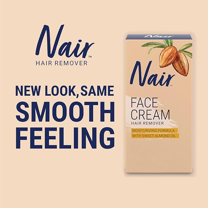 Nair Hair Remover Moisturizing Face Cream, with Sweet Almond Oil, 2OZ