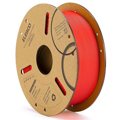 ELEGOO PLA Filament 1.75mm Red 1KG, 3D Printer Filament Dimensional Accuracy - 0.02mm, 1kg Cardboard Spool(2.2lbs) 3D Printing Filament Fits for Most FDM 3D Printers