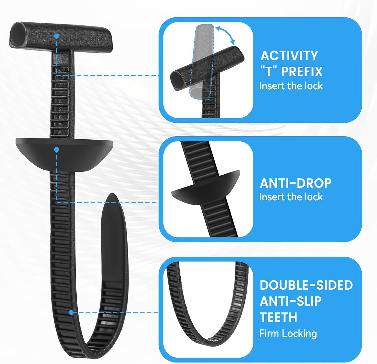 60 Pcs Nylon Universal Cable Tie Buckle - New Multifunctional Nylon Zip Ties Double Sided Buckle & Button Design Plastic Cable Ties Tool Fasteners Car Body UV Resistant Zipties for Car Daily Repair