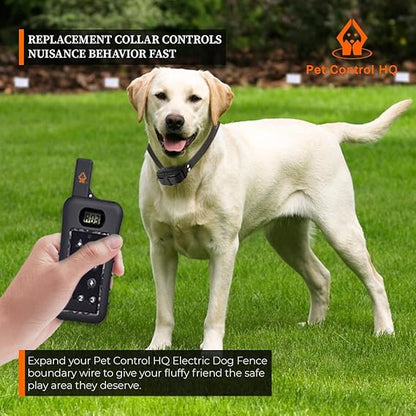 Dog Collar Replacement for Pet Control HQ Dual Wireless Electric Fence for Dogs & Remote Dog Training Collar - Safe, Rechargeable, Waterproof w/Electric Shock, Beep & Vibration - Small & Large Dogs