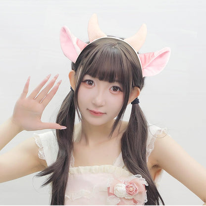 1Pc Cow Fancy Costume Set: Ears Headband for Adults Animal Cosplay Props Tail Gloves Ears Headband