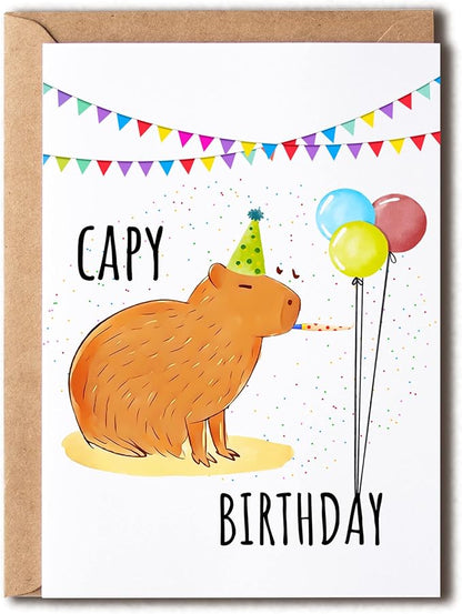 EruditeGifts Greeting Card - Funny Capy Birthday Card - Capybara Themed Card for Friends