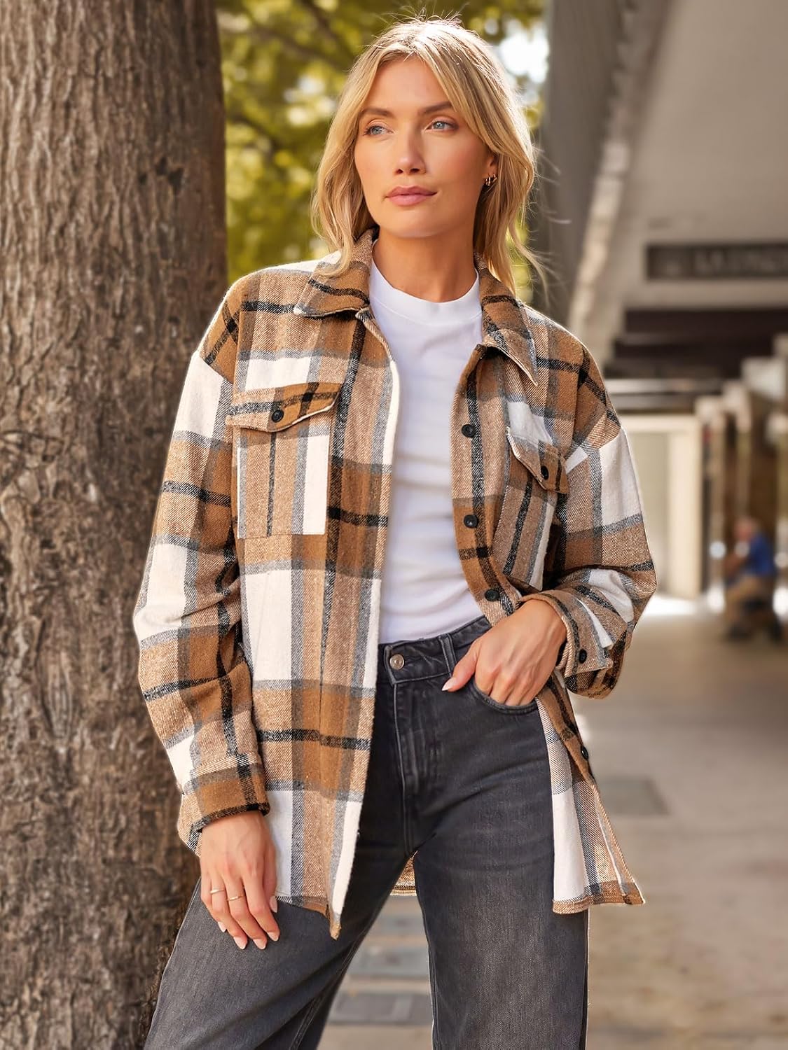 Shackets for Women Plaid Flannel Shirts Fall Winter Jackets Cute Tops Trendy Western Cowgirl Outfits Girls Coats