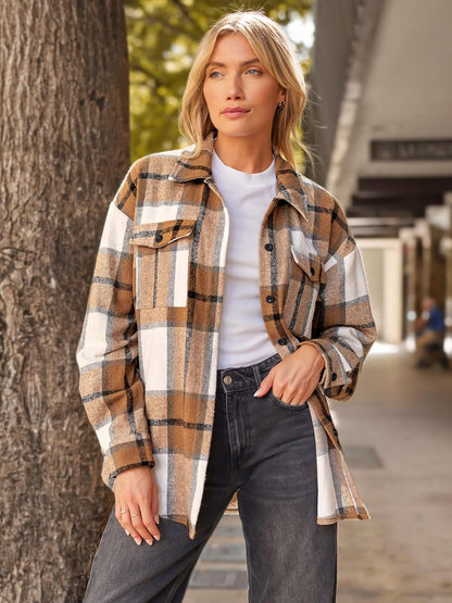 Shackets for Women Plaid Flannel Shirts Fall Winter Jackets Cute Tops Trendy Western Cowgirl Outfits Girls Coats