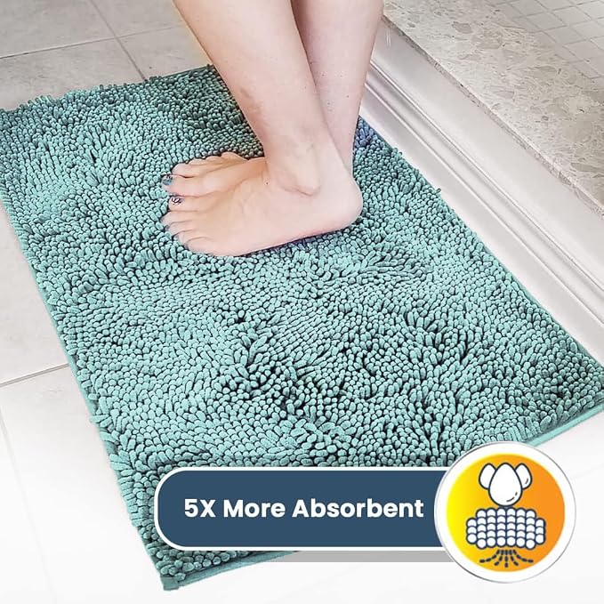 Muddy Mat® | Super Absorbent Door Mat Indoor, Microfiber Quick Dry Chenille Entryway Rug, Non-Slip Front Door Mat, Indoor Mats for Entryway, Machine Washable Pet Rug, Seafoam Green 30"x19"
