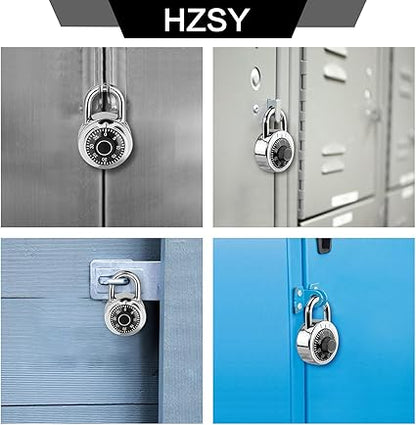 Combination Padlock 1 Pack, Fixed Dial Combination Padlock with Different Combinations, 2 in. Wide. Black Turntable, Lock for Gym  Locker, School, Toolbox, and More