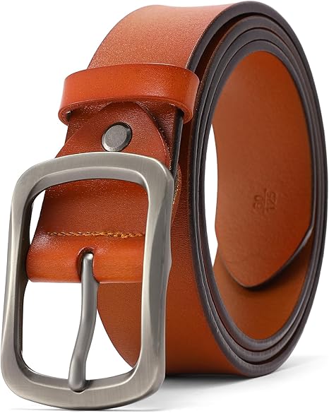 GAEKEAO Genuine Leather Belts For Men 1.57" Wide Mens Belt For Casual Golf Dress Pants with Anti-Scratch Buckle Belt