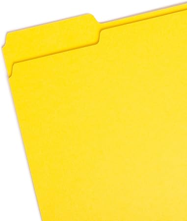 Smead Colored File Folder, 13-Cut Tab, Letter Size, Yellow, 100 per Box (12943)