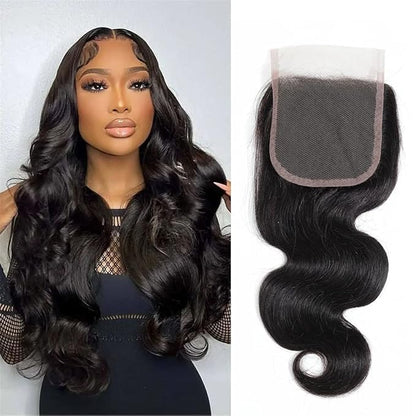 Body Wave Closure 18 Inch HD Lace Closure Free Part 4x4 Closure Human Hair 100 Unprocessed Brazilian Body Wave Virgin Hair Transparent Lace Closure Only Pre Plucked with Baby Hair Natural Black Color