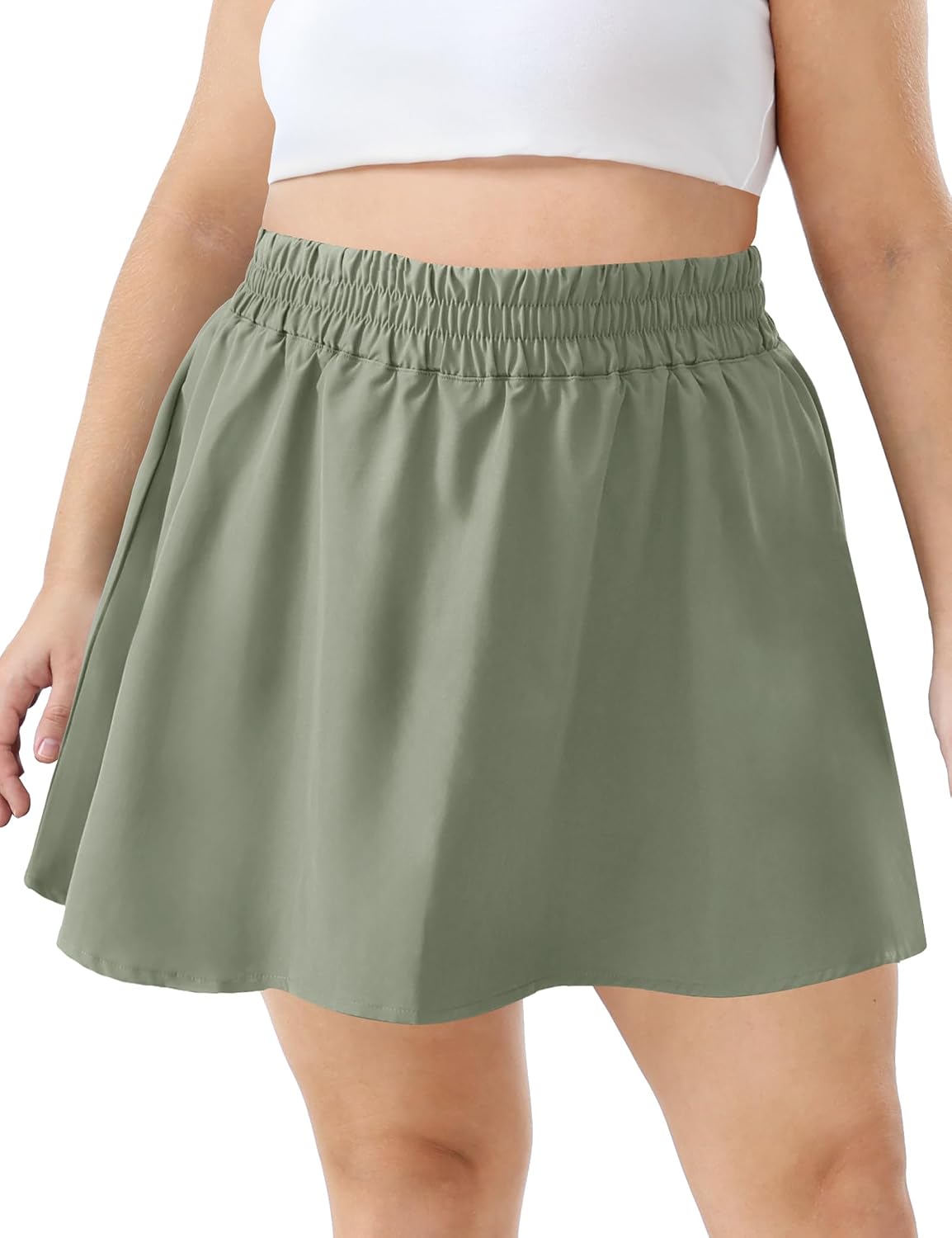 FOREYOND Plus Size Skorts for Curvy Women High Waisted Golf Tennis Skirts with Pockets Workout Athletic Skort Skirt.