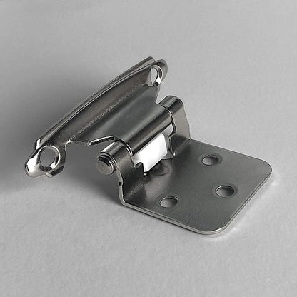ANGSTROM 2-Pack Partially Exposed Cabinet Hinges, 180-Degree Self-Closing, Surface-Mount Full Overlay (Nickel Plated)