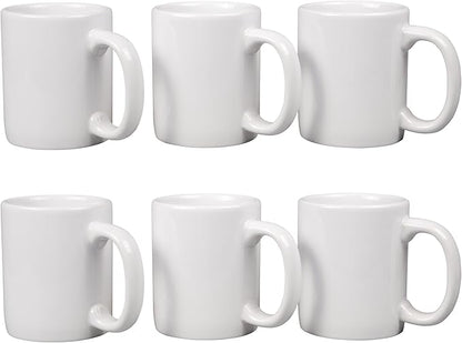 Creative Home - 85355 Creative Home Set of 6 Piece, 12 oz Ceramic Coffee Mug Tea Cup, 3-14" D X 4" H, White