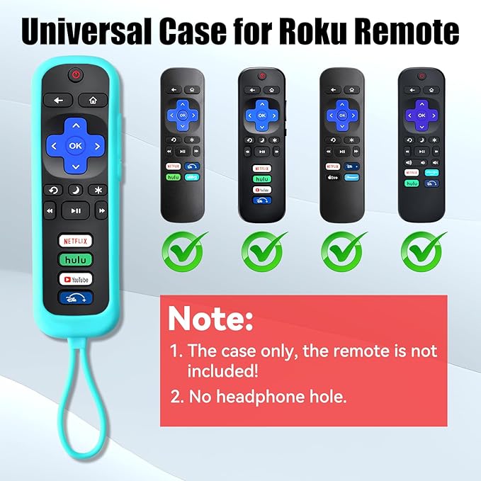 Silicone Protective Case for Roku Remote, Pack of 3 Universal Battery Cover Skin Sleeve Compatible with Roku Smart TV Steaming Stick Remote Controls (BluePinkGreen)