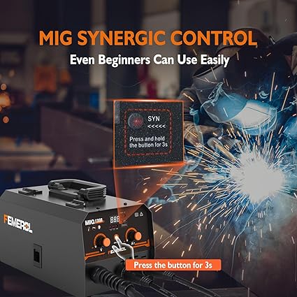 MIG Welder,2 in 1 Flux coreStick Welder,130Amp 110V Gasless MIG Welding Machine with Synergy IGBT Inverter Welder Portable Wire Feed Welder