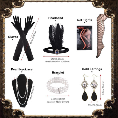 FEPITO 1920s Flapper Dresses for Women, Fringed Sequin | Great Gatsby Dress with 20s Accessories, Roaring 20s Costume