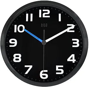 HITO 12 Inch Night Light Wall Clock Battery Operated Brightness Adjustable, Metal Frame, Glass Cover(Hands  Numbers Illuminate)