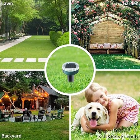 (2 Pack) Gopher Repellent Ultrasonic Solar Powered - Easy to Use Solar Mole Repellent Ultrasonic with an Auger Drill Bit - IP65 Waterproof Sonic Repeller Stakes for Groundhog, Vole, Snake, etc