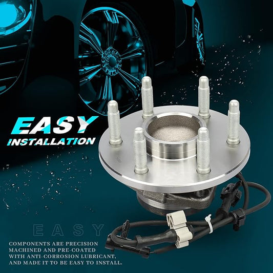 for 2WD Front Wheel Bearing 515054 Wheel Hub Assembly for 6 Lug WABS fit Chevy Silverado 1500 99-06, for GMC Sierra 1500Yukon 00-06, for Cadillac Escalade 02-06 1PCS