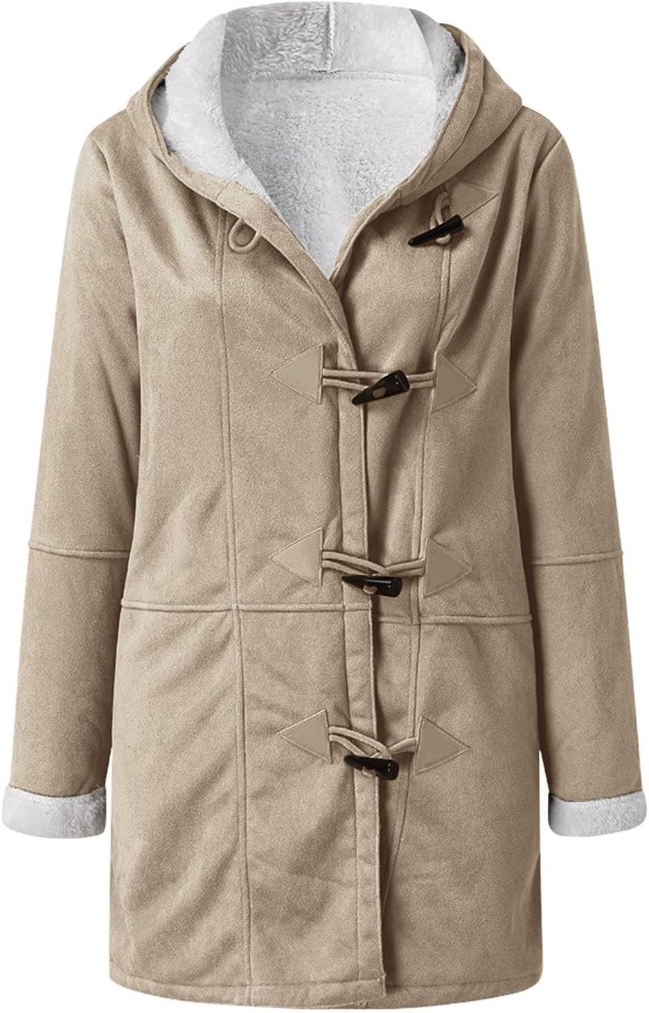 Womens Sherpa Lined Jackets Fashion Winter Fuzzy Fleece Hoodie Sweatshirt Casual Soft Cozy Horn Button Down Coats.