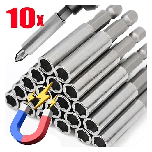 Magnetic Screwdriver Extension Hexagonal Handle Extended Connecting Rod Steel Screwdrivers Bit Holder Woodworking Tools Parts(3PCS)(3pcs)