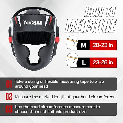 Yes4All Extreme Full Face Boxing Headgear, Adjustable Sparring Headgear, Martial Arts Helmet with PU Leather for Muay Thai, MMA Training, Sparring, Kickboxing
