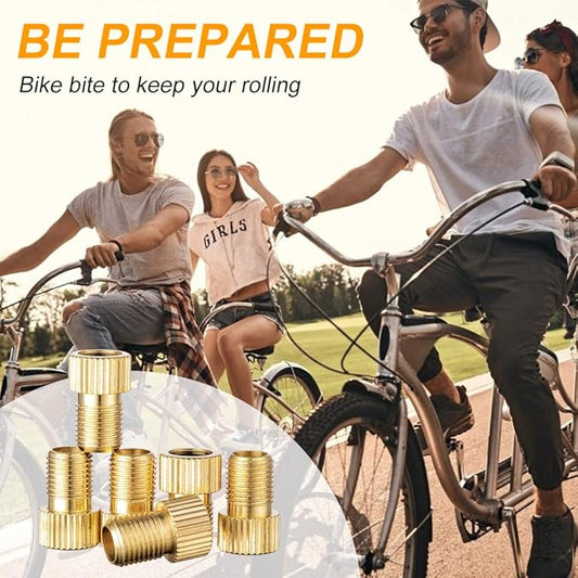 Brass Presta Valve Adapter, Convert Presta to Schrader Adaptor for Bike, Inflate Tire Using Standard Pump or Air Compressor, Tire Valve Caps(2PCS)