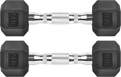 Hex Dumbbells Rubber Coated Cast Iron Hex Black Dumbbell Free Weights for Exercises