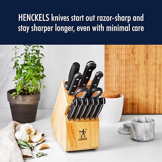 HENCKELS Solution Razor-Sharp Hollow Edge Santoku Knife 5.5 inch, German Engineered Informed by 100 Years of Mastery, BlackStainless Steel