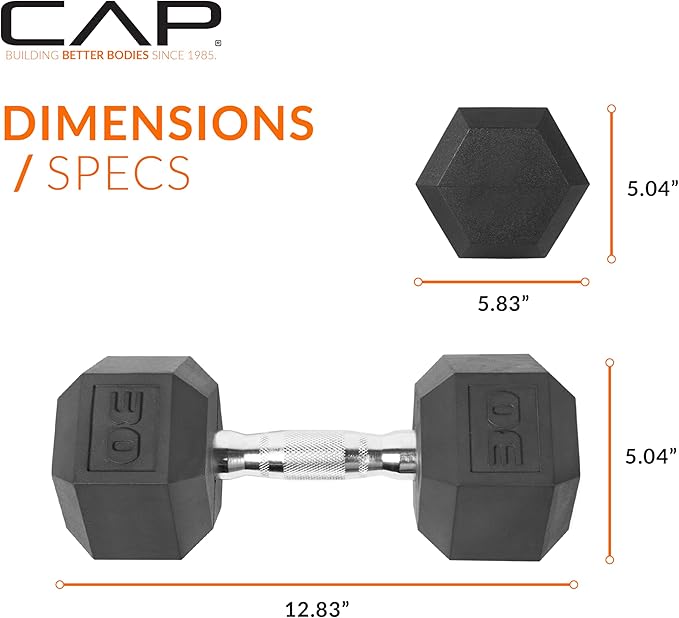 CAP Barbell Coated Hex Dumbbell Weight | Multiple Options (30 lbs)