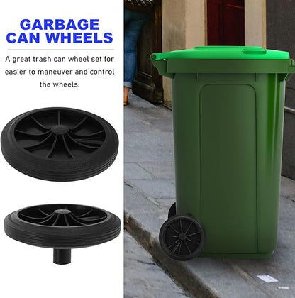 Cabilock Trash Can Wheel Replacement 2pcs Trash Can Replacement Wheel Rubber Garbage Bin Wheel Wastebasket Pulley Wheel Replacement Parts Rubbish Waste Can Accessories Black