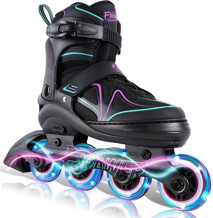 Kids Adjustable Inline Skates Ages 4-8, Youth Inlie Skates for Girls Boys with Full Light Up Wheels, Beginner Skates (Small, Size J11-1)