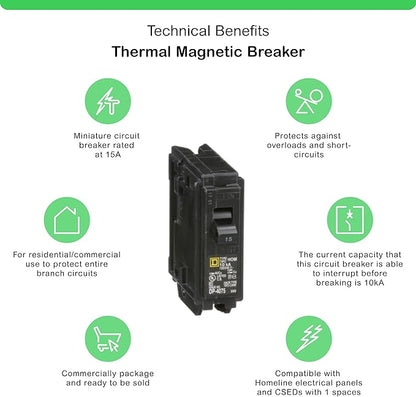 Square D - HOM115CP Homeline 15 Amp Single-Pole Circuit Breaker