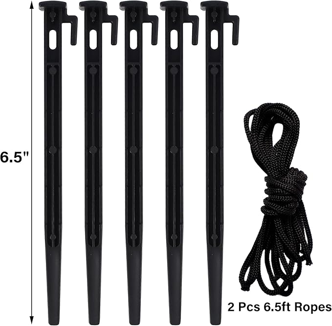 winemana 5 Pcs Plastic Holiday Inflatable Stakes with 6ft Rope, Yard Stakes Inflatable Accessories, Anchoring Kit for Outdoor Christmas Decorations