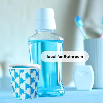 [300Pack ] 3 oz Paper Cups, Small Mouthwash Cups, Disposable Bathroom Cups, Paper Cups for Party, Picnic, BBQ, Travel, and Event, Assorted Blue Pattern