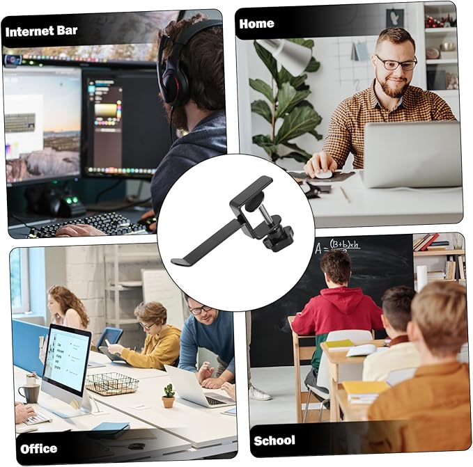 Angoily Universal Headset Hanger Desk Headphone Stand Aluminum Alloy Fits for Headphones Coiled Cords Holder