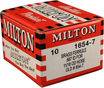 Milton 1654-7 1116" OD Brass Hose Ferrule - Box of 10