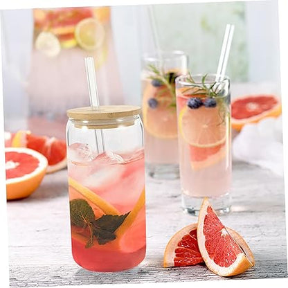 Travel with Glass Coffee Cup Iced Coffee Tumbler with Lid and Straw Bubble Tea Cups for On-the-go