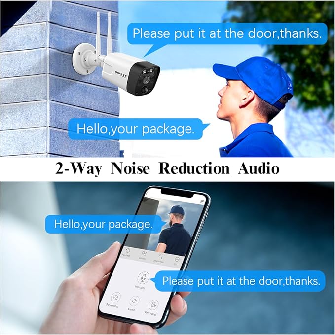 (90 Days Storage) 2-Way Audio 5.5MP 2 Antend Outdoor Security Wireless Camera System WiFi Video Surveillance