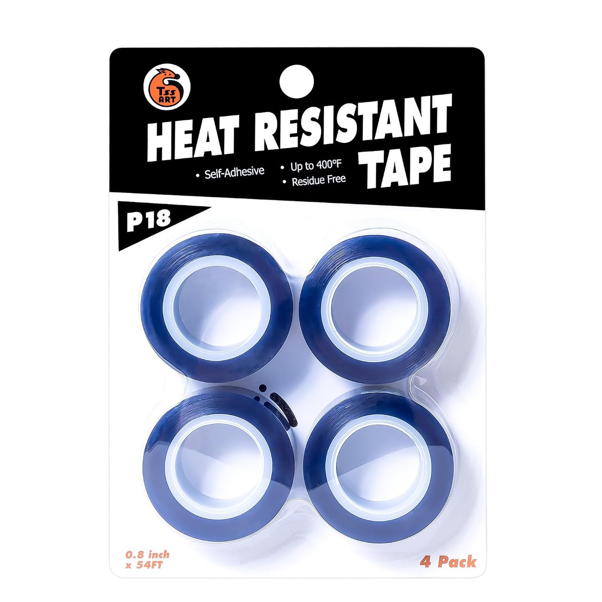 P18 – Blue Heat Tape for Vinyl Sublimation and Heat Transfer – Oxidation and High-Temperature Resistant – Residue-Free – 4-Pack – 0.8" x 54 ft