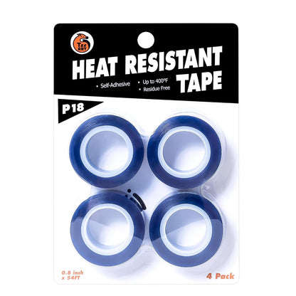 P18 – Blue Heat Tape for Vinyl Sublimation and Heat Transfer – Oxidation and High-Temperature Resistant – Residue-Free – 4-Pack – 0.8" x 54 ft
