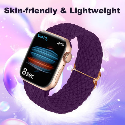 DOBSTFY Compatible with Apple Watch Band 38mm 40mm 41mm 42mm 44mm 45mm 46mm 49mm for Women Men,Stretchy Braided Apple Watch Strap for iWatch Series 10/9/8/7/6/5/4/3/2/1/SE/Ultra/Ultra 2