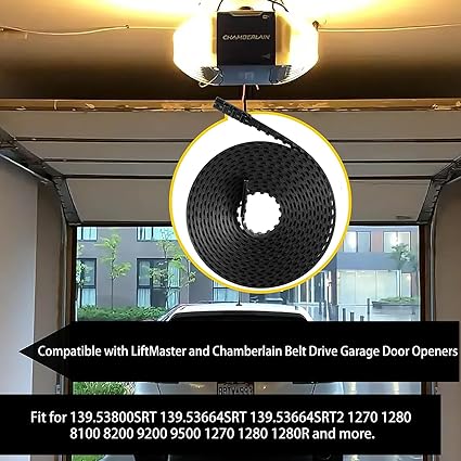 41A3589-1 Garage Door Openers Belt Assembly for 8ft Garage Door, 255 inches Drive Belt with 11ft Rail Compatible with Liftmaster Chamberlain Garage Door Openers 1270, 1280, 1280R, 8100, 8200  9200