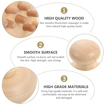 EXCEART Mushroom Wood Massager Wooden Full Body Massage Tools Hair Brush Massager for Lymphatic Drainage Scalp Hair Growth Anti- cellulite Muscle Release 10. 5X10. 5X10CM
