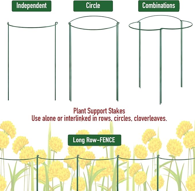 8-Pack Snake Plant Support Stakes - Strong, Rust-Proof Plant Cages - Ideal for Hydrangeas, Peonies, and More - Indoor and Outdoor Plant Support and Stakes Kit
